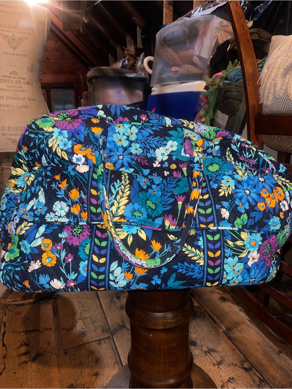 Vera Bradley Navy Quilted Floral Travel Weekender